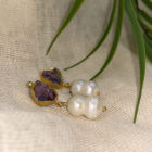 Earrings amethyst & pearl