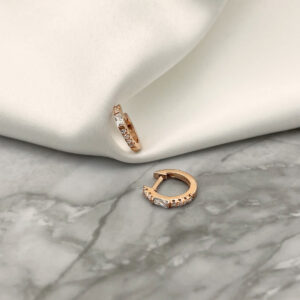 rose gold plated mini baguette hoops