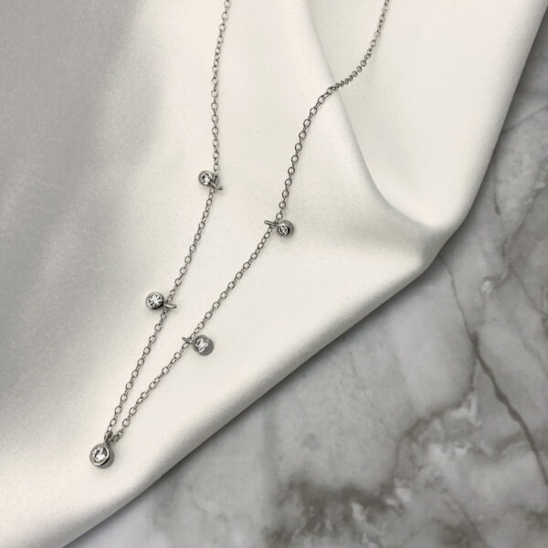 5 zircons necklace oxidized silver