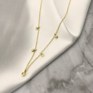 5 zircons necklace gold