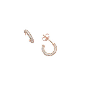 Gold plated rose silver hoops earrings mini white zircons krikakia