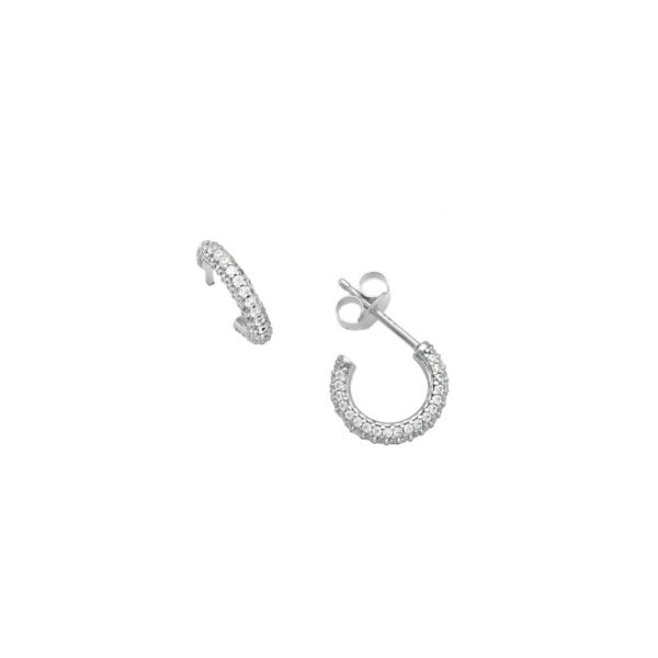 silver hoops earrings mini white zircons krikakia