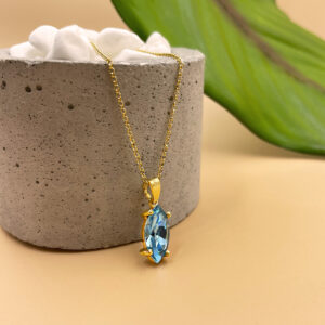 VOT κολιε necklace swarovski marquise romvos aqua γαλάζιο μπλε light blue pendant