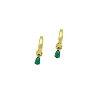 Gold plated silver hoops earrings mini green zircons krikakia detachable drop