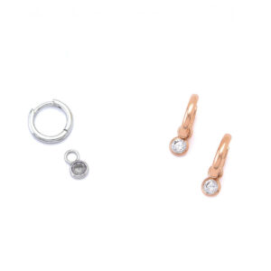 Rose Gold plated silver hoops earrings mini zircons krikakia