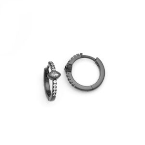 marquise silver hoops earrings mini white zircons krikakia black