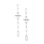 wide link chain earrings zirconia silver long