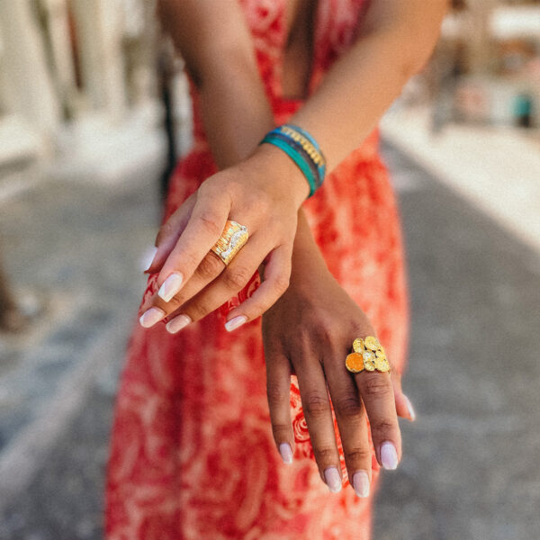 model handmade greek jewellery tina kotsoni rings gold plated silver