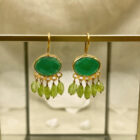 Green agate w peridots πράσινο αχάτη & πέριδοτ επίχρυσο ασήμι τόνια μακρή gold plated silver tonia makri earrings σκουλαρίκια