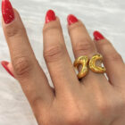 Handmade Sculptural gold plated Silver Ring, Χειροποίητο sculptural Δαχτυλίδι Ασήμι επίχρυσο, kynthia greek jewellery workshop