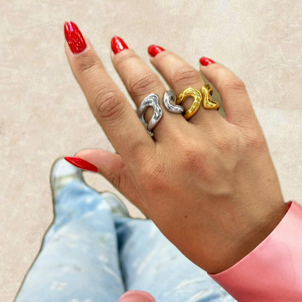 Handmade Sculptural gold plated Silver Ring, Χειροποίητο sculptural Δαχτυλίδι Ασήμι επίχρυσο, kynthia greek jewellery workshop